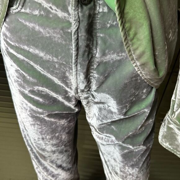 Vintage Y2K Versace Crushed Iridescent Green Velvet Track Suit Small - Picture 7 of 15